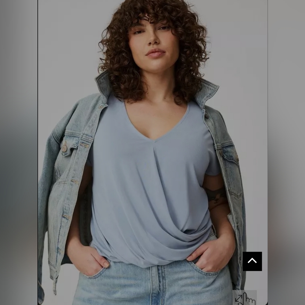 Torrid Pale Blue Draped Blouse Size 4 (26)